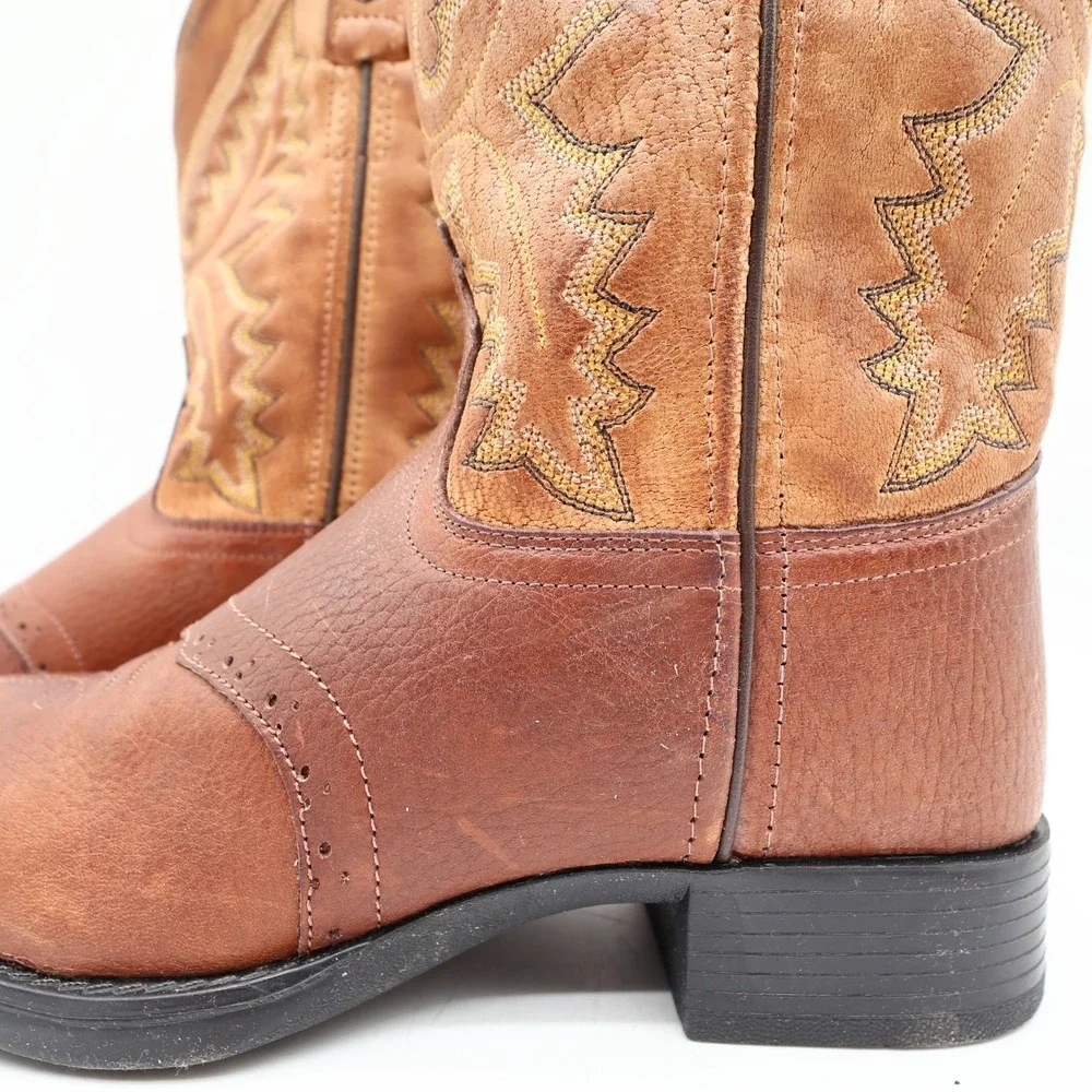 Old West 1936 Western Boots Kids 3.0 Brown Leather NWT